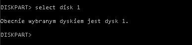 diskpart select disk 1